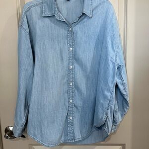 Express Blue Button Down Shirt Lightweight Denim